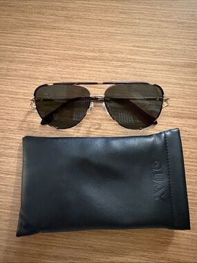 Quay Australia Tortoise Aviator Sunglasses with Black Lenses
